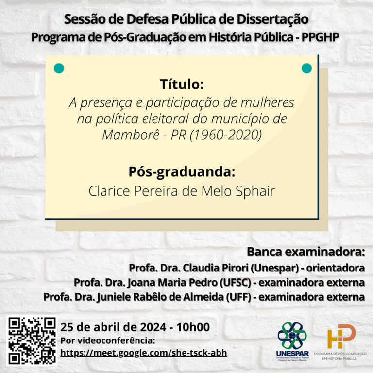 Defesa Pública de Dissertação PPGHP - Clarice.png